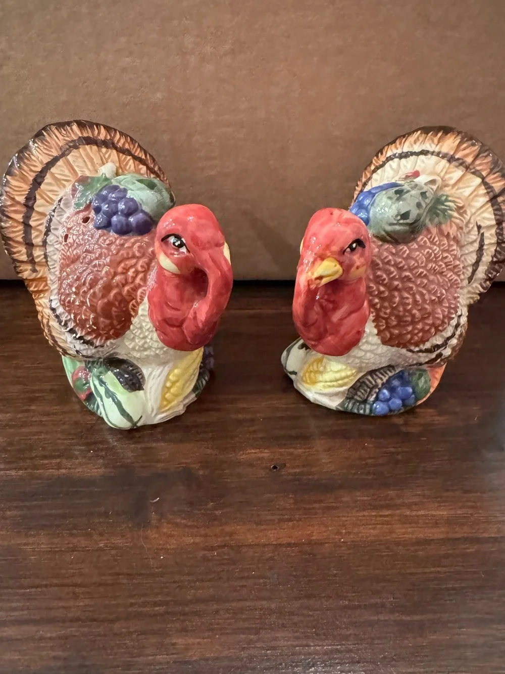 Vintage Ceramic Turkey Salt & Pepper Shakers Thanksgiving Fall Decor